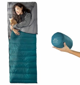 Litume 5°C-15°C 合体可能 ダウン寝袋 565g、軽量、パッキング可能、大人用寝袋、ダブル寝袋、バックパッキング、キャンプ、ファミリー