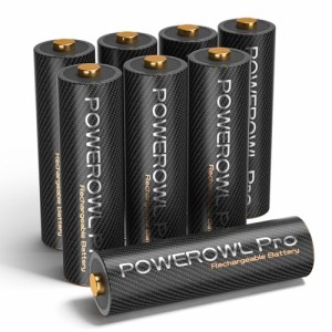 POWEROWL 単三電池 充電式プロニッケル水素電池8個 大容量2800mAh、自然放電抑制、環境保護、約1200回循環使用可能