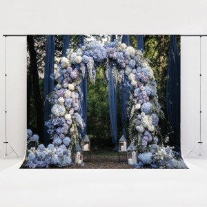 Kate 2.2x1.5m 結婚式 背景布 紫陽花 アーチ型のドア 写真 背景 スタジオ 撮影用 道具 カスタマイズ可能な背景