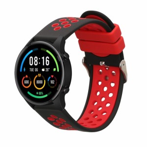 kwmobile 交換ベルト対応: Xiaomi Mi Watch/Mi Watch Color Sport バンド - シリコンバンド ソフト TPU 耐久性 黒色/赤色