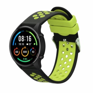 kwmobile 交換ベルト対応: Xiaomi Mi Watch/Mi Watch Color Sport バンド - シリコンバンド ソフト TPU 耐久性 黒色/緑色