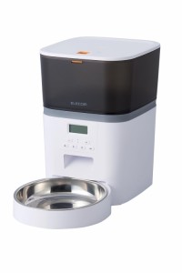 エレコム 自動給餌器 中・小型犬 猫用 4L 1皿 タイマー機能付 録音機能付 ホワイト PET-AF01WH