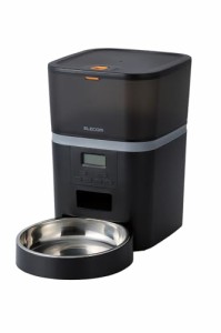 エレコム 自動給餌器 中・小型犬 猫用 4L 1皿 タイマー機能付 録音機能付 ブラック PET-AF01BK