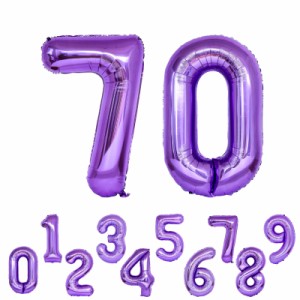 パープル 誕生日 数字 バルーン 2PCS 紫い むらさき ナンバー バルーン 70 ハッピーバースデー バルーン 70歳 誕生日 数字 バルーン 32イ