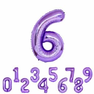 パープル 誕生日 数字 バルーン 1PCS 紫い むらさき ナンバー バルーン 6 ハッピーバースデー バルーン 6歳 誕生日 数字 バルーン 32イン