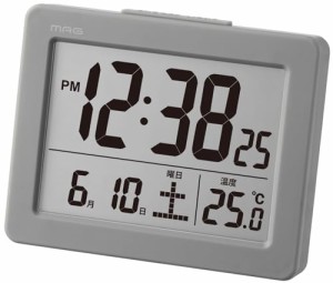 MAG(マグ) 目覚まし時計 温度計 カレンダー デジタル ブリム バックライト スヌーズ機能付き グレー T-779A GY-Z