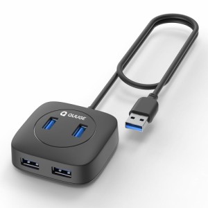 QUUGE USBハブ USB3.0 4ポートハブ 正方形設計 5Gbps高速転送 USB-Aポート USB増設 4口 上と側面両方させる 4IN1 USB ハブ バスパワー 小