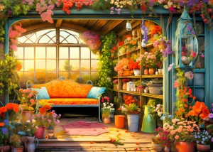 CHengQiSM 1000ピース ジグソーパズル Flower house パズル 1000ピース 風景 絵画 花 自然 景色 おしゃれ インテリア プレゼント（70ｘ50