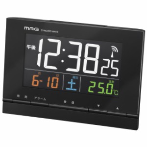 MAG(マグ) 電波時計 置き時計 ダブルアラーム デジタル カラーLCD 温度表示 日付 曜日 明るさ調節 ブラック カラービット T-787 BK