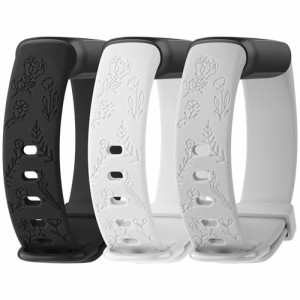 YGTBSR Fitbit Inspire HR/Fitbit Inspire 2 / Fitbit Inspire 交換バンド 花の刻印 Fitbit Inspire HR用替えベルト 取り替え スポーツ