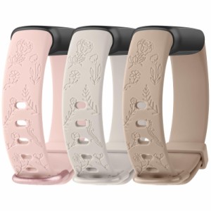 YGTBSR Fitbit Inspire HR/Fitbit Inspire 2 / Fitbit Inspire 交換バンド 花の刻印 Fitbit Inspire HR用替えベルト 取り替え スポーツ