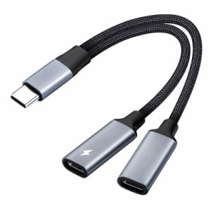 ALLVD【2in1】 タイプCイヤホン変換ケーブル Type-CイヤホンジャックUSB C PD急速充電アダプタ 音声通話/音量調節/音楽イヤホン 二股 高