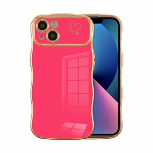 ZTOFERA i Phone 15 用 ハートケース 人気 おしゃれ i Phone 15 波型ケース 柔軟な TPU シリコン ウェーブ デザイン スマホケース メッキ