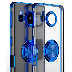 MuZiF AQUOS sense7 用 ケース リング付き クリア メッキ加工 ？360°回転 TPU ソフトケース 薄くて軽い 人気 耐衝撃 携帯カバー スマホ