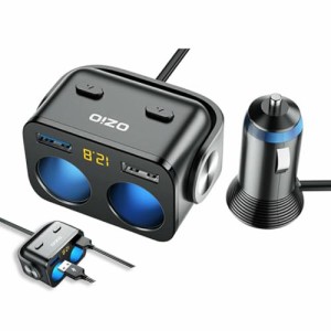 High on life シガーソケット 2連 USB QC3.0 車載充電器 電源ソケット 電圧計 急速充電 カーチャージャー 独立スイッチ 12V/24V ブラッ