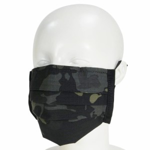 プリーツマスク フィルターポケット付き 調整可能 布マスク [ マルチカムブラック ][ra13871]