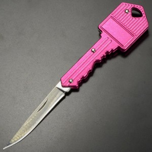 キーホルダーナイフ 鍵型 スチール [ ピンク ][rev435446]