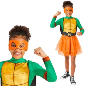 ミュータントタートルズ コスプレ ミケランジェロ ワンピース 女の子 衣装 キッズ 子供 コスチューム Teenage Mutant Ninja Turtles