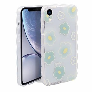 iPhone XR ケース, PNATEE オシャレ女子 人気可愛い 綺麗 緑の花 絵柄 携帯カバー対応 iPhone XR (6.1 inch) 用, 花 デザイン スタンド 