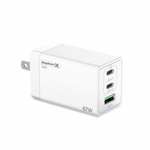 65W PD 充電器 type-c 充電器 新生代GaN技術 3ポート タイプｃ 高速充電器 PSE技術基準適合 PD3.0 QC3.0 急速充電規格対応 usb-c*2 usb-a