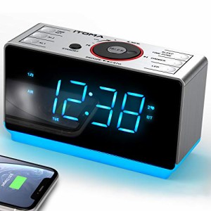 目覚まし時計 ラジオ付きデジタル時計 ディスプレイクロック bluetooth ワイドバンド FMラジオ USB 大音量 仮眠機能付き デュアルアラー