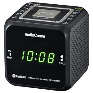 オーム電機 AudioComm クロックラジオ Bluetooth対応 MP3再生 ブラック RAD-MBT100Z-K 07-8964 OHM