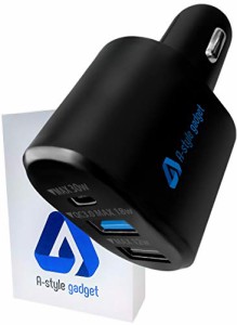 A-stylegadget USB カーチャージャー シガーソケット 60W タイプc x1 タイプa x2 ブラック 車充電器