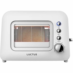 LALALUCTUS(ラララクタス) ポップアップトースター 2枚焼き 4枚切り 冷凍パン対応 焼き色調節無段階 焼き目が見えるガラス窓 ほこりカバ