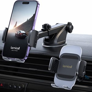 革新的デザイン 2in1 車載 スマホホルダー Lamicall アクリル表面 ダッシュボード 粘着 ゲル 吸盤 式 エアコン 吹き出し口 車載用 スマホ