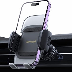 金属製フック・ワンタッチ 車載 吹き出し口 スマホホルダー Lamicall アクリル表面 バネ 式 フック エアコン 吹き出し口 車載用 スマホ 