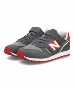 newbalanceニューバランスYV373キッズスニーカー細幅ストラップ子供靴キッズシューズ618373XR2グレー/レッド