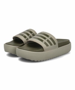 adidas アディダス ADILETTE PLATFORM W レディーススポーツサンダル(アディレッタプラットフォームW) HQ6180 シルバー ペブル/オリーブ