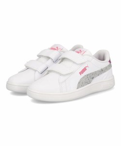 PUMA プーマ SMASH 3.0 L STAR GLOW V PS キッズスニーカー(スマッシュ3.0LスターグローVPS) 392584 01 ホワイト/シルバー/バースト/パー