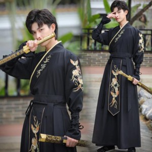 魏晋風侠客風剣客風チャイナドレス 大人用中国宮廷風唐装 漢服 カジュアル  刺繍花柄エレガント復古風コスプレ衣装 写真撮影パーティー用