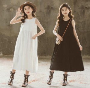 韓国子供服 白ドレス 白ワンピース フォーマルワンピ 女の子 夏ワンピ キッズ カジュアル スカート お洒落 シンプル ワンピース 120cm 13