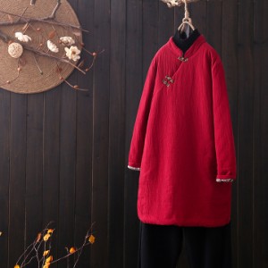 大人かわいい すっぽり着られる チャイナデザイン中綿コート 春 秋 フリーサイズ カラーは全4色レディースファッション コート ジャケッ