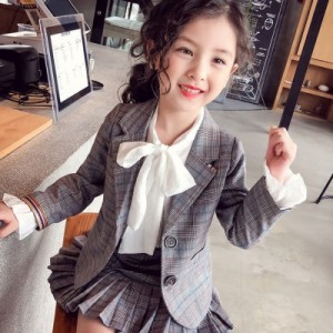 入学式 女の子 スーツ 子供服 セットアップ 女の子 フォーマルスーツ 入学式 小学生 スーツ ジュニアフリルスカート 子供スーツ チェック