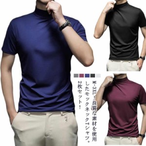 モックネックシャツ ゴルフウェア ハイネック ゴルフウェア ゴルフ ポロシャツ 半袖Tシャツ 2枚組