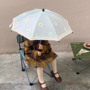 パラソル 傘 日傘 雨  チェア用 子供 椅子用 日除け チェア用アンチUV 防水性 可愛い UVカット レース+タッセル
