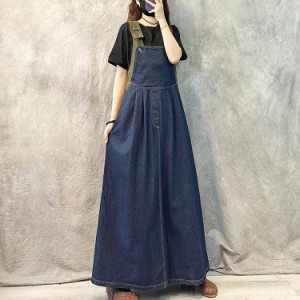 ジャンパースカート サロペットスカート 重ね着 ゆったり 体型カバー ノースリーブ 着痩せ 春 夏 夏服 スカート ワンピース 無地