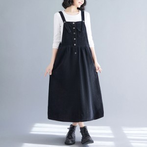 ジャンパースカート サロペットスカート 重ね着 ゆったり 体型カバー ノースリーブ 着痩せ 春 夏 夏服 スカート ワンピース 無地