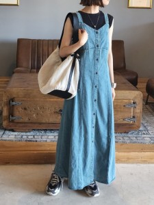 ジャンパースカート サロペットスカート 重ね着 ゆったり 体型カバー ノースリーブ 着痩せ 春 夏 夏服 スカート ワンピース 無地