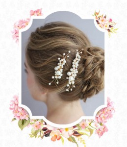 2点セット 結婚式 パーティ ビーズ ハーフアップ お団子 お花 フラワー ヘッドアクセ ヘアアクセサリー ヘッドドレス ウェディング アク