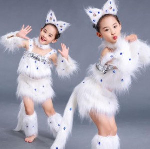 ダンス衣装 ダンス ステージ衣装 子供 キッズ 衣装 ガールズ ダンス 目立つ 猫ちゃん 発表会 HIPHOP ヒップホップ ジュニア 舞台 演出服