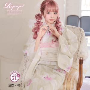 KIMONOMACHI 浴衣 レディース 単品「朝顔 青と紫」3L/4L 大きいサイズ