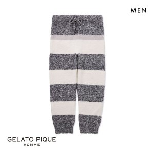 ジェラートピケ オム メンズ パウダーメランジボーダーロングパンツ ジェラピケ パジャマ ルームウェア gelato piqu 20%OFF 送料無料