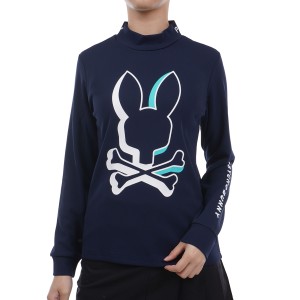 サイコバニー　PSYCHO BUNNY　NEON BUNNY ストレッチ モックネック長袖Tシャツ　レディス