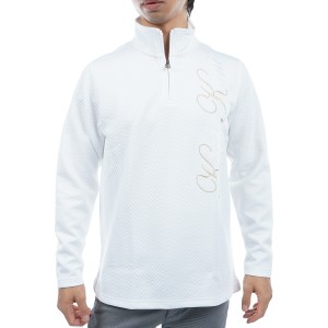 カールカナイゴルフ　KARL KANI GOLF　ドライ膨れジャカード ロゴ刺繍 ハーフジップ長袖シャツ