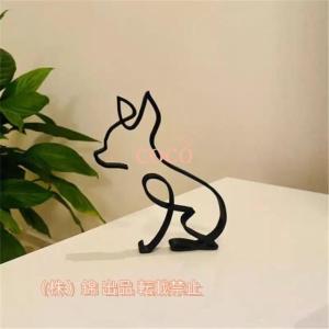 かわいい犬 抽象 置物 雑貨 アイアン (チワワ) モダン イヌ オブジェ インテリア ワイヤーアート おしゃれ