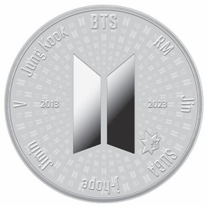 【鑑定書付き】韓国 2023年 BTSデビュー 10周年記念 1/2オンス 新品 銀メダル プルーフ BTS初公式記念メダル オリジナルルーペ付き（回転